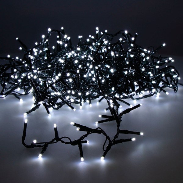 Guirnalda multifunción, uso exterior, led compact, blanco frío, cable verde, 750 leds, 21 m