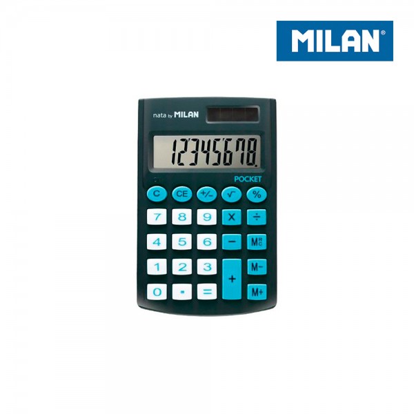 Calculadora pocket negra 8 digitos con funda en blister