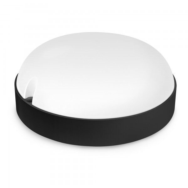 Aplique led redond.negro sen.ip65 12w.f