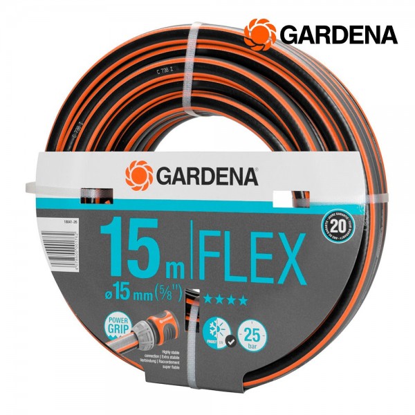 Manguera de riego flex ø15 mm, 5/8 pulg, 15 m