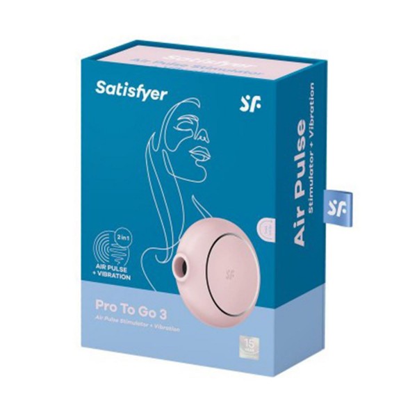 Satisfyer pro to go 3 vibrador y estimulador de aire rosa 1un